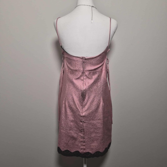 Anna Sui Bubble Gum Pink Whimsigoth Fairy Metallic Faux Leather Mini Dress US 12 - Picture 8 of 14